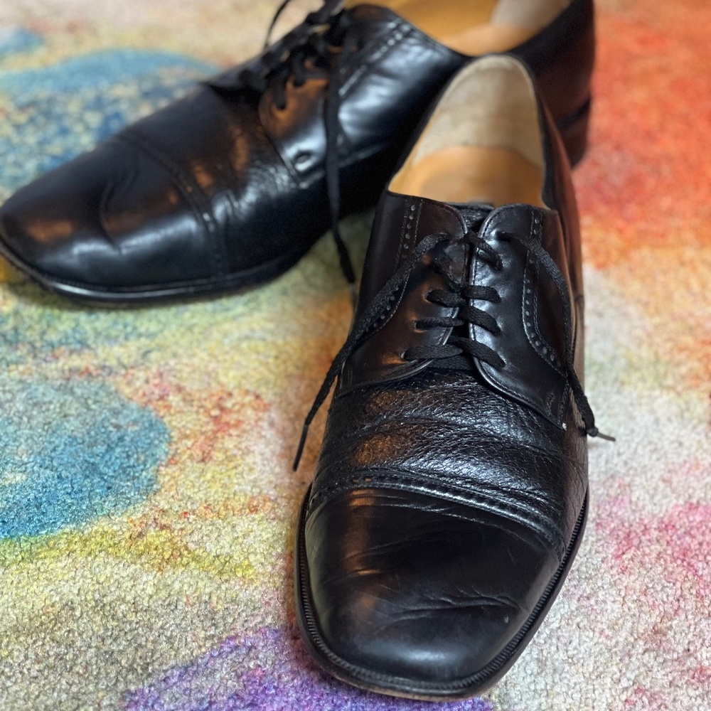 Men’s Italian Leather Magnanni Oxfords (black) Size 44.5/11.5